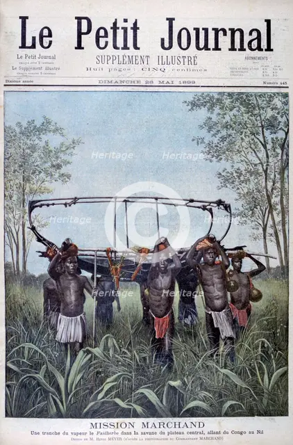 The Marchand Mission travelling from the Congo to the Nile, 1899.  Artist: Henri Meyer