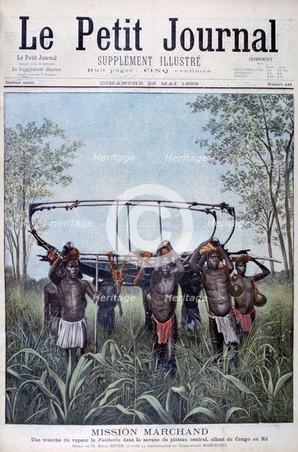 The Marchand Mission travelling from the Congo to the Nile, 1899.  Artist: Henri Meyer
