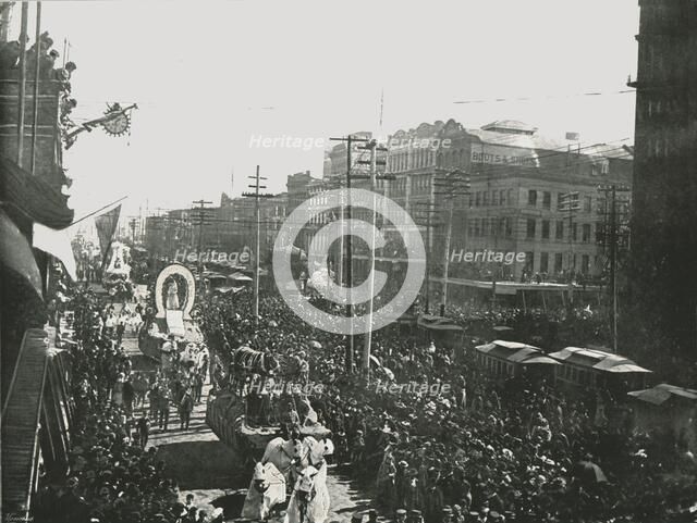The Mardi Gras parade in Canal Street, New Orleans, USA, 1895.  Creator: Unknown.