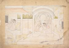 The Marital Bliss of Nala and Damayanti: Folio from a Nala-Damayanti Series, ca. 1800-10. Creator: Ranjha