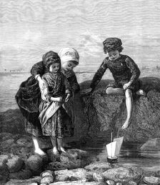 "The Mariner’s Children," by Lawrence Duncan, exhibition..., Dudley Gallery, 1868. Creator: Unknown