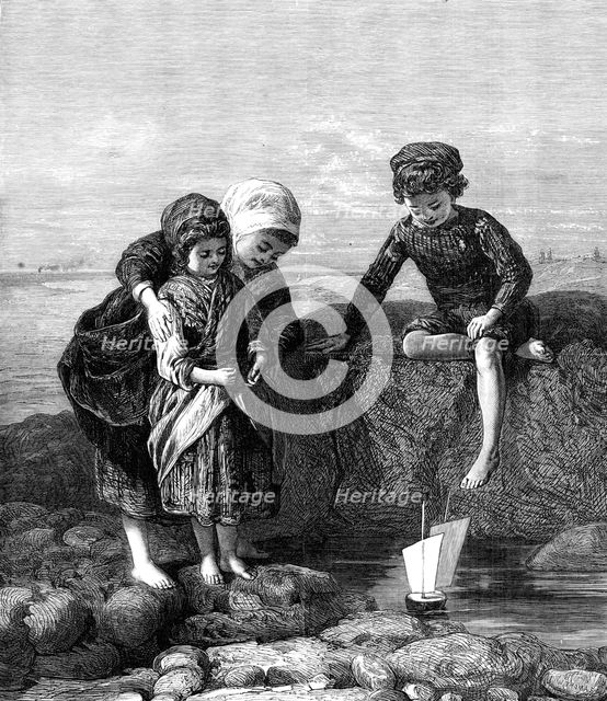 "The Mariner’s Children," by Lawrence Duncan, exhibition..., Dudley Gallery, 1868. Creator: Unknown.