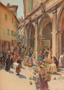 The Market at Montepulciano c1900 (1913). Artist: Walter Frederick Roofe Tyndale