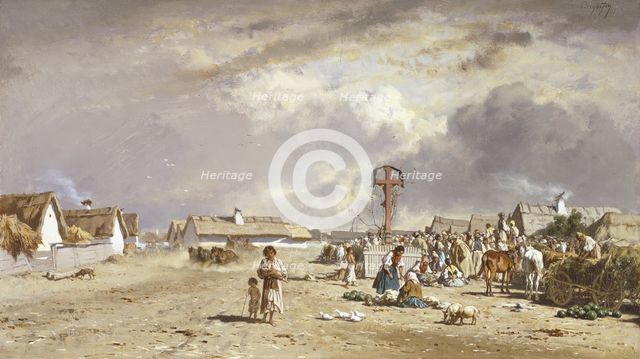 The Market at Szolnok, Hungary, after 1851. Creator: August von Pettenkofen.