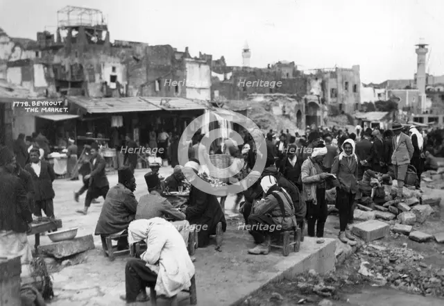 The market, Beirut, Lebanon, c1920s-c1930s(?). Artist: Unknown