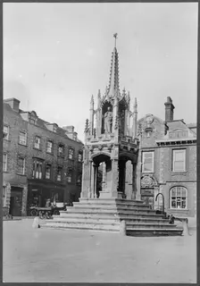 The Market Cross seen from the west, Market Square, Leighton Buzzard, Bedfordshire, 1910-1960. Creator: George R Long