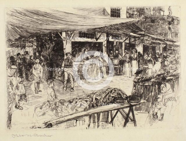 The Market, Florence (The Mercato Vecchio, Florence, 1881), 1881. Creator: Otto Henry Bacher.