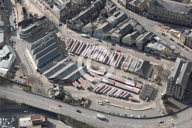 The Market Hall and outdoor market, Dewsbury, Yorkshire, 2019. Creator: Historic England.