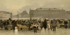 The Market in front of the Theatre in Antwerp, late 19th-early 20th century. Creator: Emile Claus