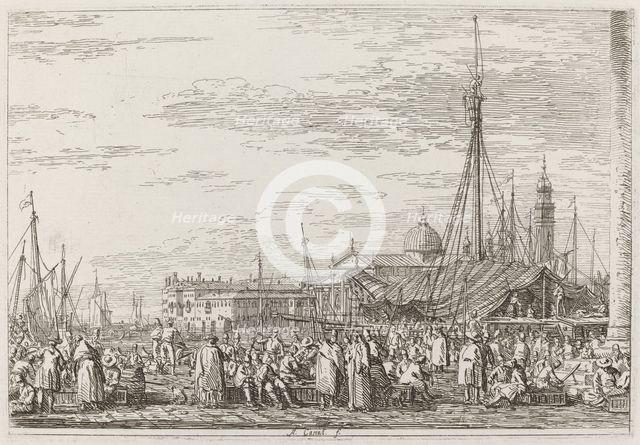 The Market on the Molo [upper left], c. 1735/1746. Creator: Canaletto.