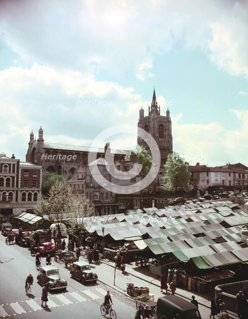 The Market Place with St Peter Mancroft, Norwich, Norfolk, c1955-1965. Creator: Arthur Charles Kirby Ware.