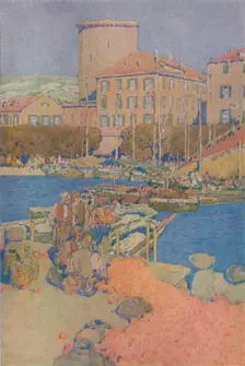 The Market-Place at Spalato 1913. Artist: Jules Guerin