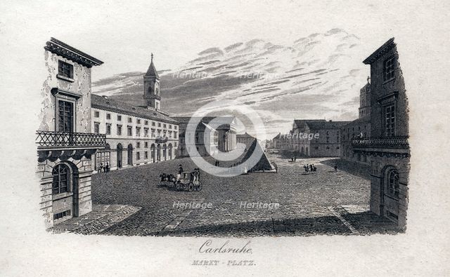 The market square at Karlsruhe, Germany, c1833. Creator: Unknown.