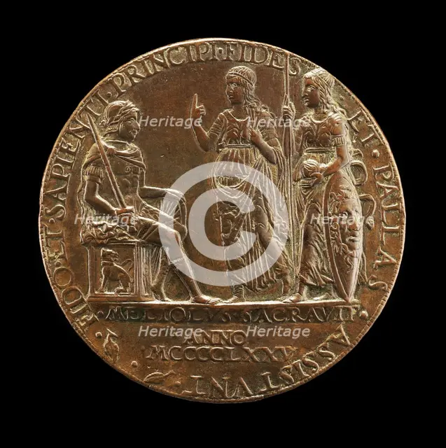 The Marquess of Mantua with Faith and Pallas [reverse], 1475. Creator: Bartolommeo di Virgilio Melioli.
