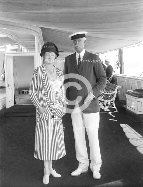 The Marquise d'Hautpoul de Seyre and Sir Harry Stonor aboard 'HMY Victoria and Albert', 1933. Creator: Kirk & Sons of Cowes.