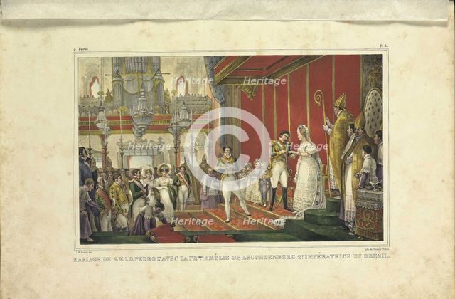The Marriage of Amélie of Leuchtenberg and Emperor Pedro I of Brazil, 1829. Artist: Debret, Jean-Baptiste (1768-1848)