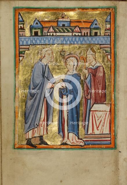 The Marriage of the Virgin; Illustrated Vita Christi, with devotional supplements, about 1190-1200. Creator: Unknown.