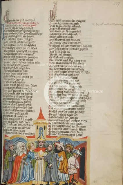 The Marriage of the Virgin; Weltchronik, about 1400-1410. Creator: Unknown.