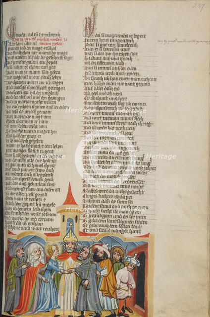 The Marriage of the Virgin; Weltchronik, about 1400-1410. Creator: Unknown.