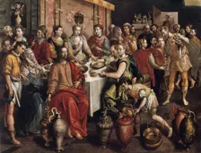 The Marriage at Cana 1596-1597. Artist: Martin de Vos
