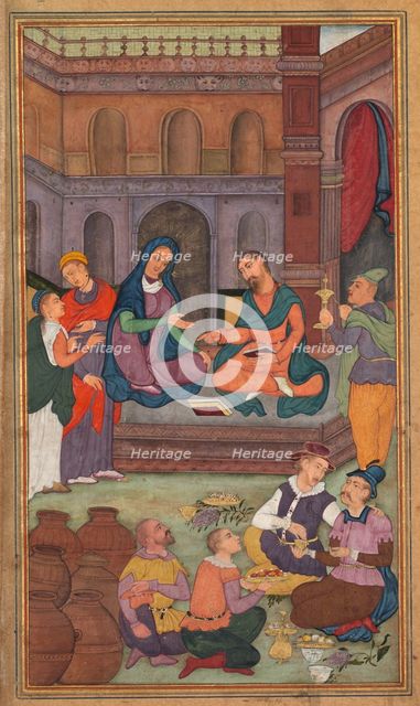 The Marriage at Cana, from a Mirror of Holiness (Mir’at al-quds) of Father Jerome Xavier, 1602-1604. Creator: Unknown.
