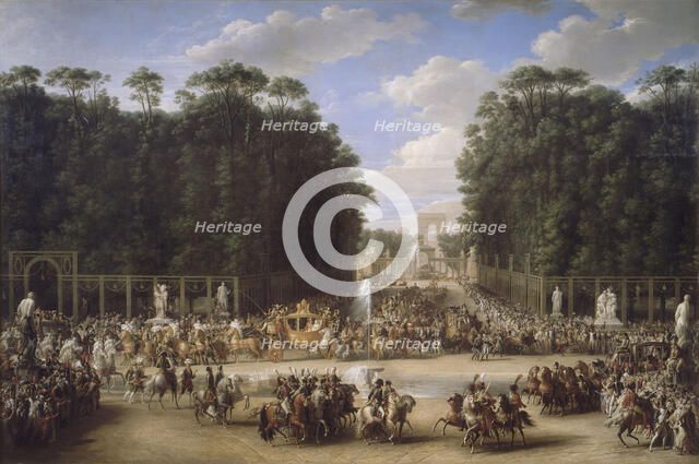 The marriage procession of Napoleon I and Marie-Louise crossing the Jardin des Tuileries on 2nd Apri Artist: Garnier, Étienne-Barthélémy (1759-1849)