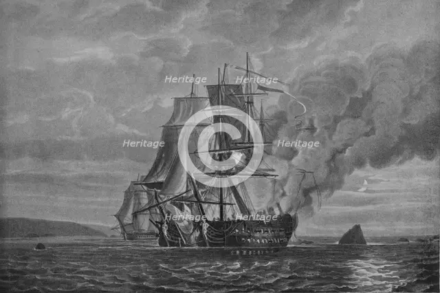 'The 'Mars' and 'L'Hercule'', c1799. Artist: Nicholas Pocock.