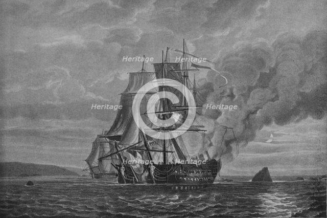 'The 'Mars' and 'L'Hercule'', c1799. Artist: Nicholas Pocock.