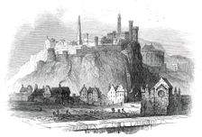 The Martyr's Obelisk, Edinburgh - (from the parapet of North Bridge), 1845. Creator: Smyth