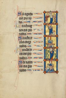 The Martyrdom of Saint Agatha: Saint Agnes: Saint Cecilia: Saint Lucy: Saint..., about 1300. Creator: Unknown