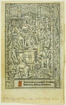 The Martyrdom of Saint John the Evangelist (recto), and December Calendar (verso), from..., 1496/97. Creator: Philippe Pigouchet