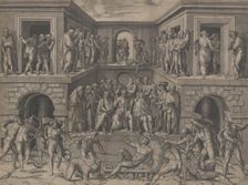 The Martyrdom of Saint Lawrence, after Bandinelli, ca. 1520. Creator: Marcantonio Raimondi