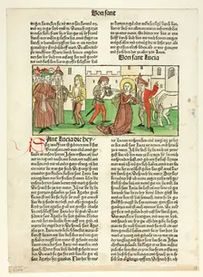 The Martyrdom of Saint Lucy from Heiligenleben, Sommerteil (Lives...1488...assembled 1929. Creators: Unknown, Anton Koberger, Jacobus de Voragine, Wilhelm Ludwig Schreiber