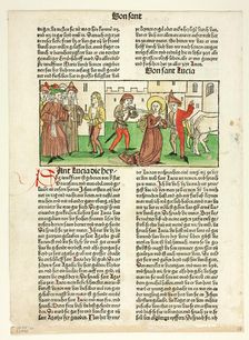 The Martyrdom of Saint Lucy from Heiligenleben, Sommerteil (Lives...1488...assembled 1929. Creators: Unknown, Anton Koberger, Jacobus de Voragine, Wilhelm Ludwig Schreiber