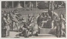 The martyrdom of Saint Paul and the condemnation of Saint Peter, 1524-27. Creator: Giovanni Jacopo Caraglio