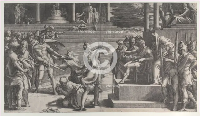 The martyrdom of Saint Paul and the condemnation of Saint Peter, 1524-27. Creator: Giovanni Jacopo Caraglio.
