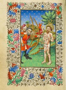 The Martyrdom of Saint Sebastian; Book of Hours, about 1430-1440. Creator: Fastolf Master
