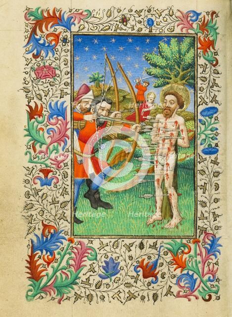 The Martyrdom of Saint Sebastian; Book of Hours, about 1430-1440. Creator: Fastolf Master.