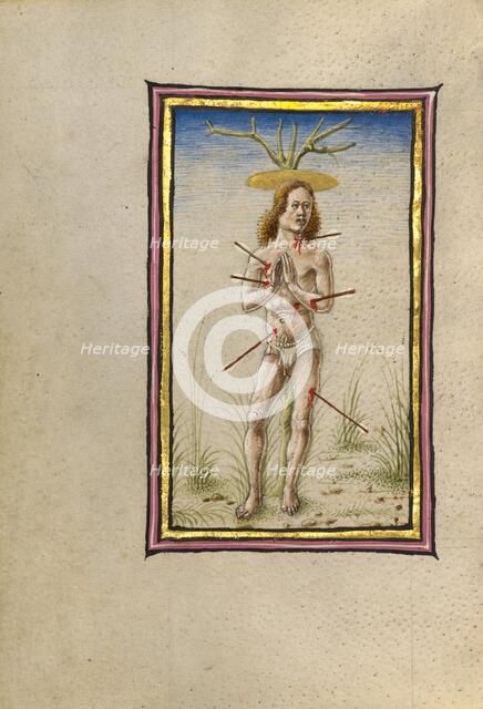 The Martyrdom of Saint Sebastian; Gualenghi-d'Este Hours, about 1469. Creator: Taddeo Crivelli.