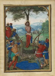 The Martyrdom of Saint Sebastian; Munich-Montserrat Hours, about 1535-1540. Creator: Simon Bening