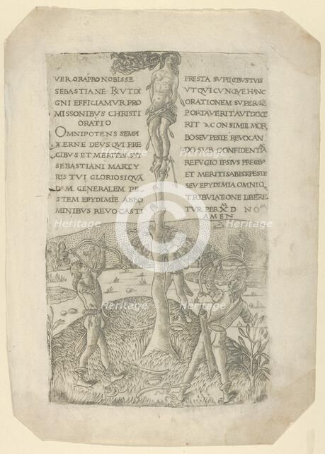 The Martyrdom of Saint Sebastian, with three archers, ca. 1480-90., ca. 1480-90. Creator: Anon.