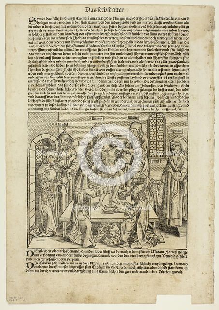 The Martyrdom of Saint Simon of Trent from Schedel Weltchronik (Schedel’s World..., 1929. Creator: Michael Wolgemut.