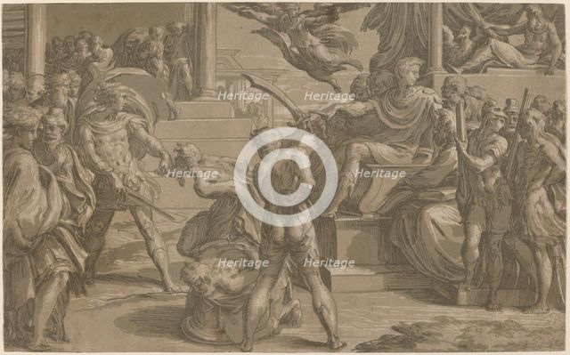 The Martyrdom of Saints Peter and Paul [recto], c. 1530. Creator: Antonio da Trento.