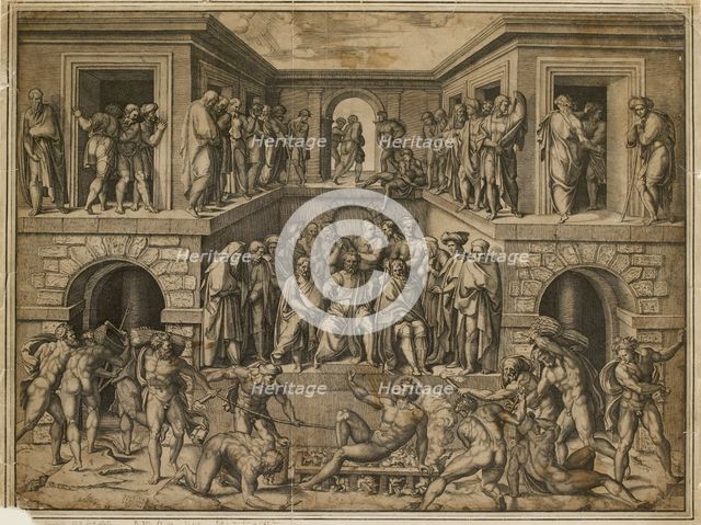 The Martyrdom of St Lawrence, c1525. Artist: Marcantonio Raimondi.
