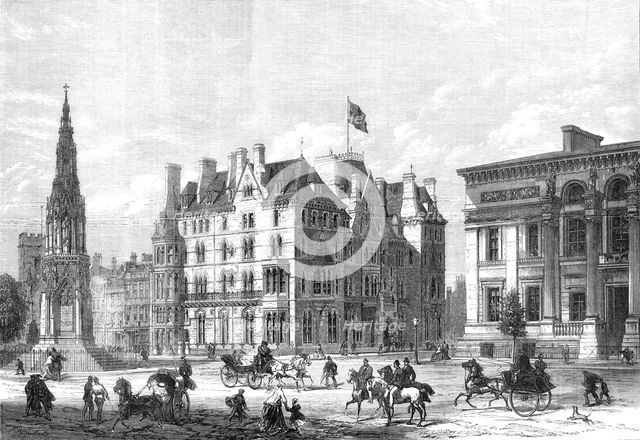 The Martyrs' Memorial, Taylor Institution, and Randolph Hotel, Oxford, 1868. Creator: Unknown.