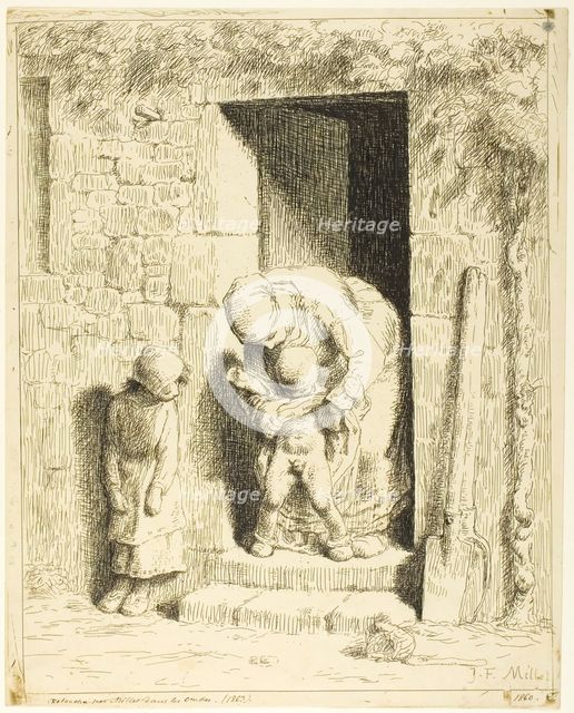 The Maternal Precaution, 1860–63. Creator: Jean Francois Millet.