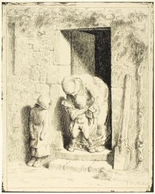 The Maternal Precaution, 1860, published 1921. Creator: Jean Francois Millet