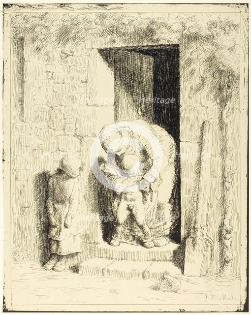 The Maternal Precaution, 1860, published 1921. Creator: Jean Francois Millet.