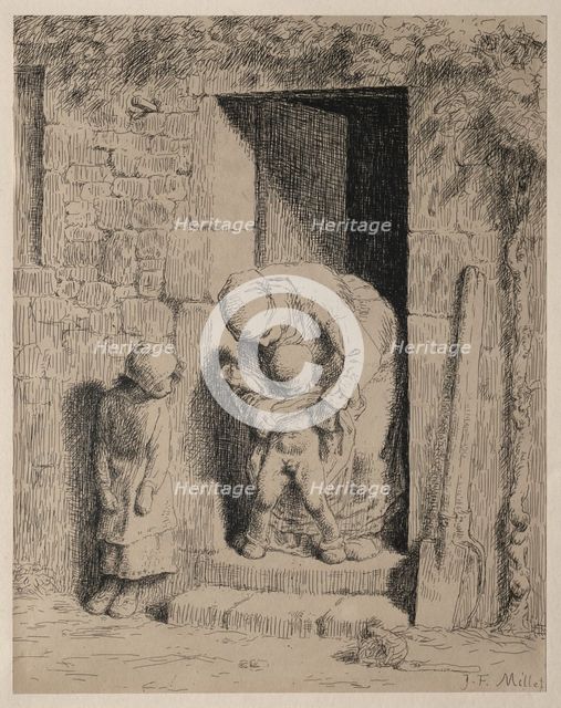 The Maternal Precaution. Creator: Jean-François Millet (French, 1814-1875).