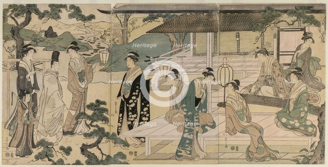 The Matsukaze Chapter of the Tale of Genji (from the series The Tale of Genji…, c. 1791. Creator: Ch?bunsai Eishi (Japanese, 1756-1829).